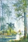 Canoe on River Print